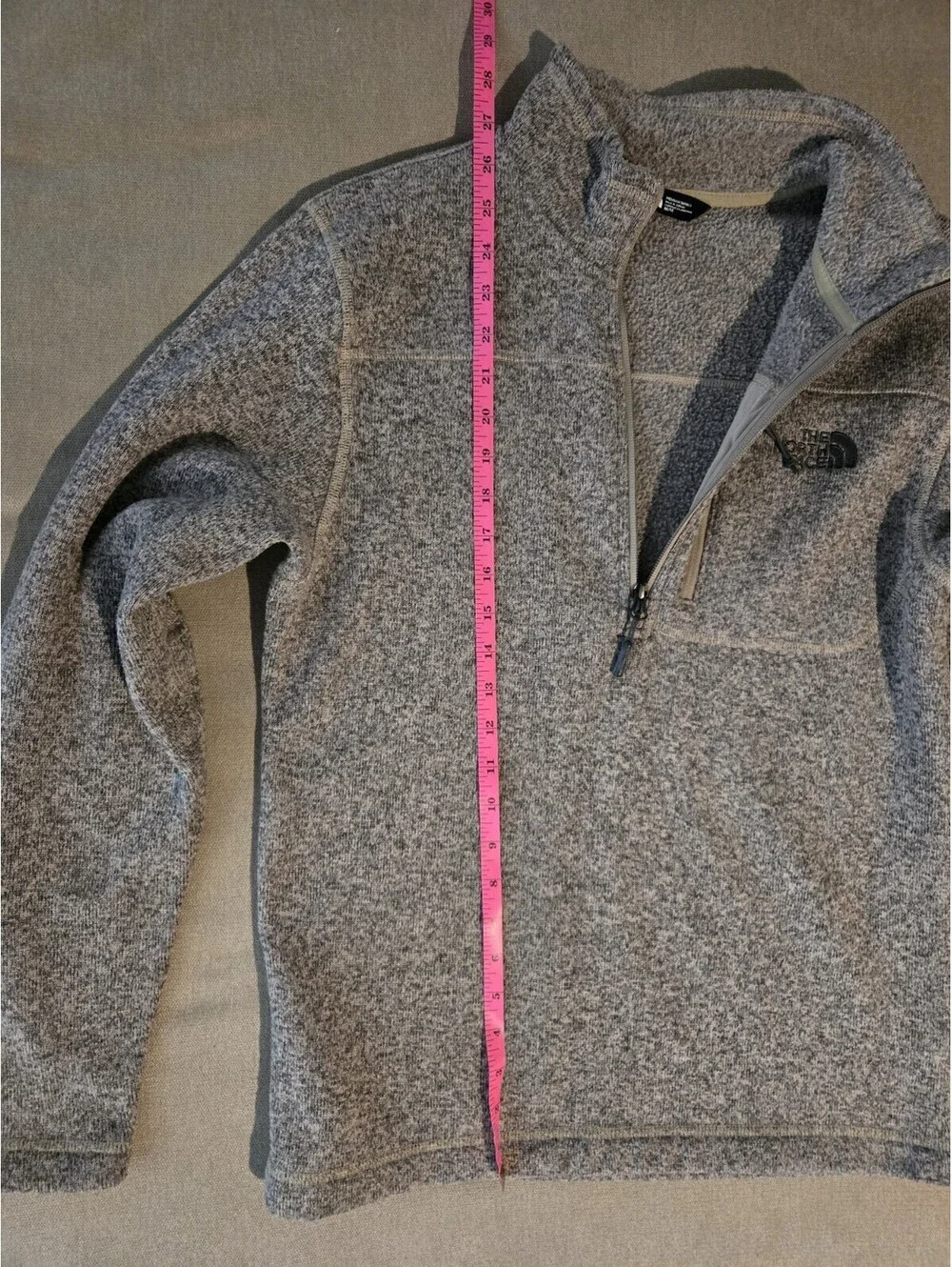 North Face Sweater Knit Quarter Zip Fleece Pullover Mens Medium Mushroom Taupe